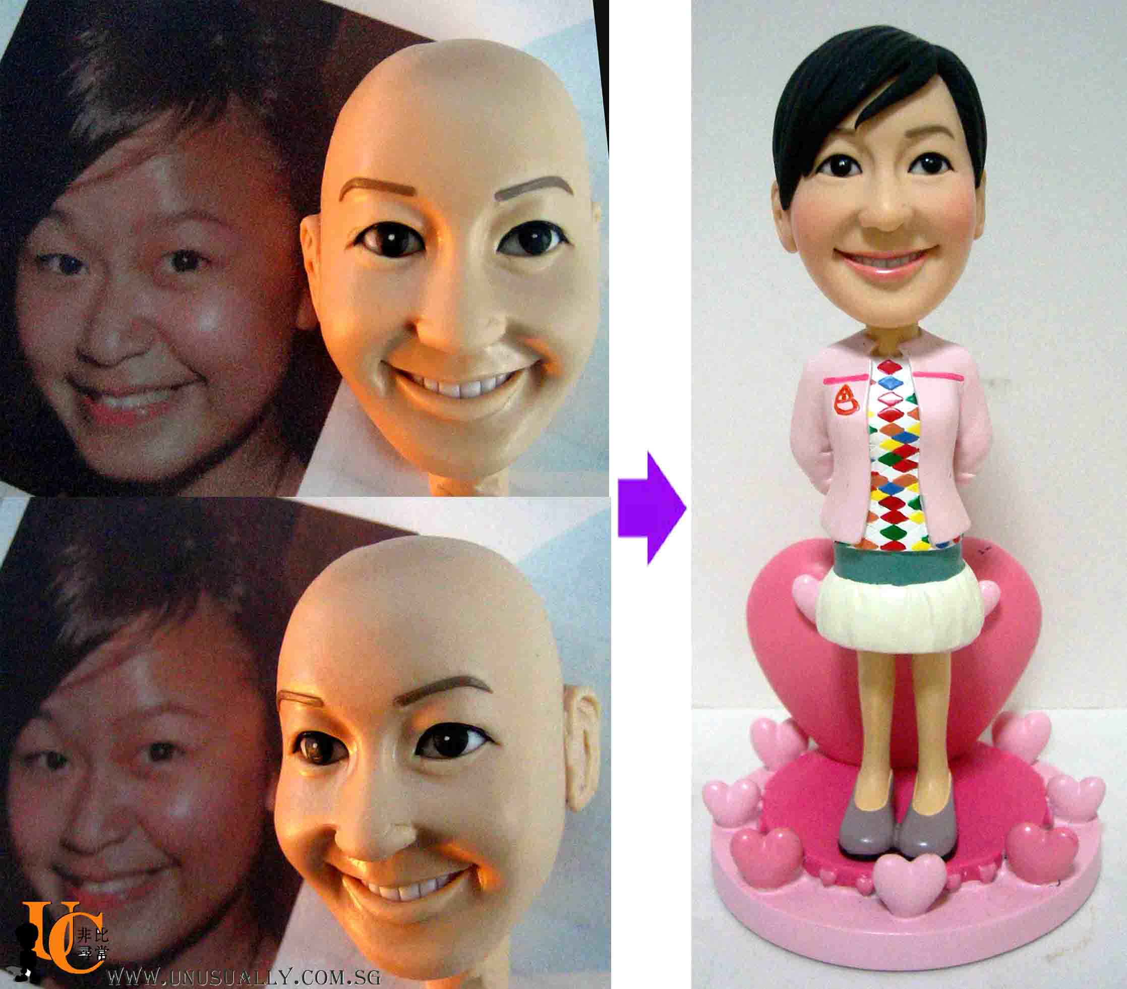 Custom 3D Caricature Sweet Lady Bobblehead Figurine